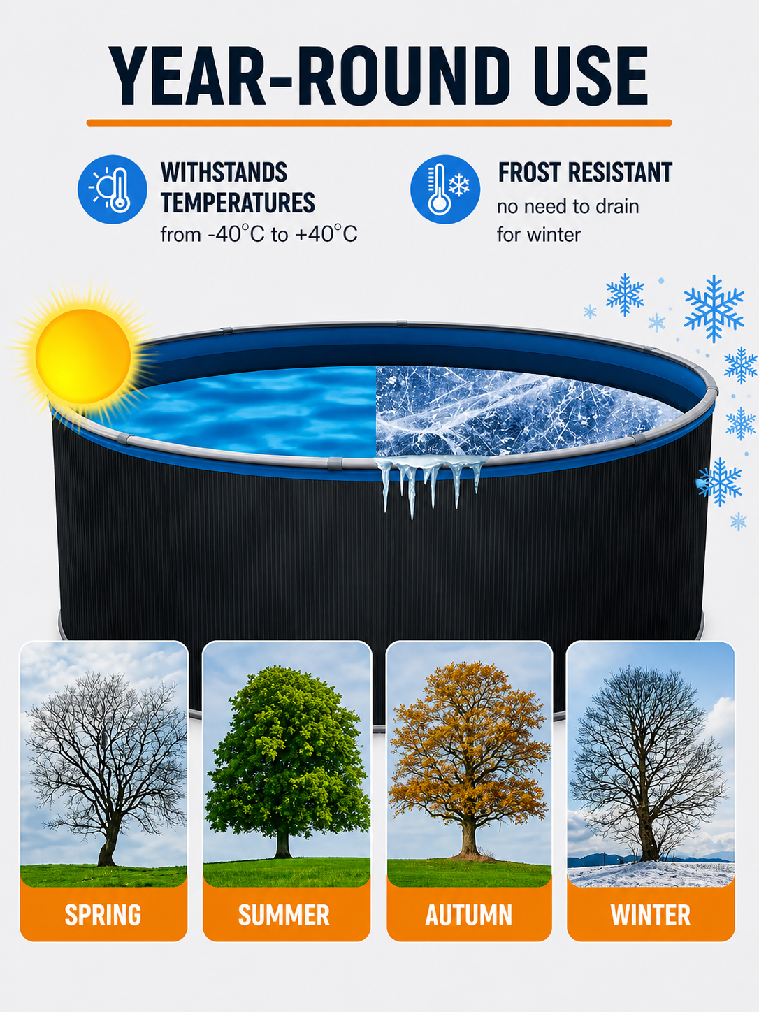 All-Season Premium Steel Wall Pool Set – Frost-Resistant & Self-Heating