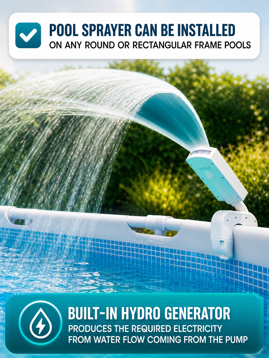 Multicolor LED Waterfall Fountain for Frame Pools