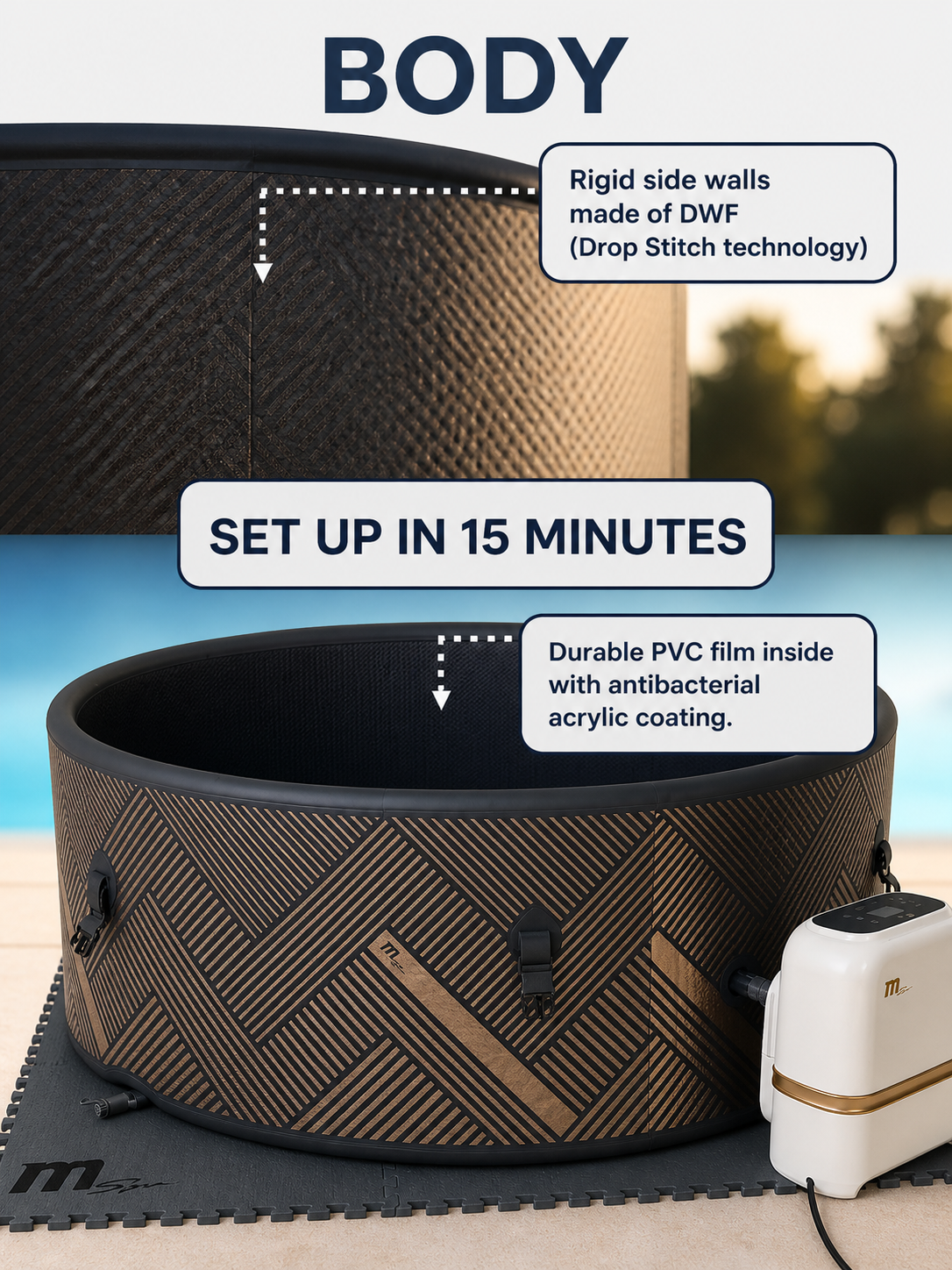 Inflatable Outdoor Jacuzzi with Rigid DWF Sidewalls