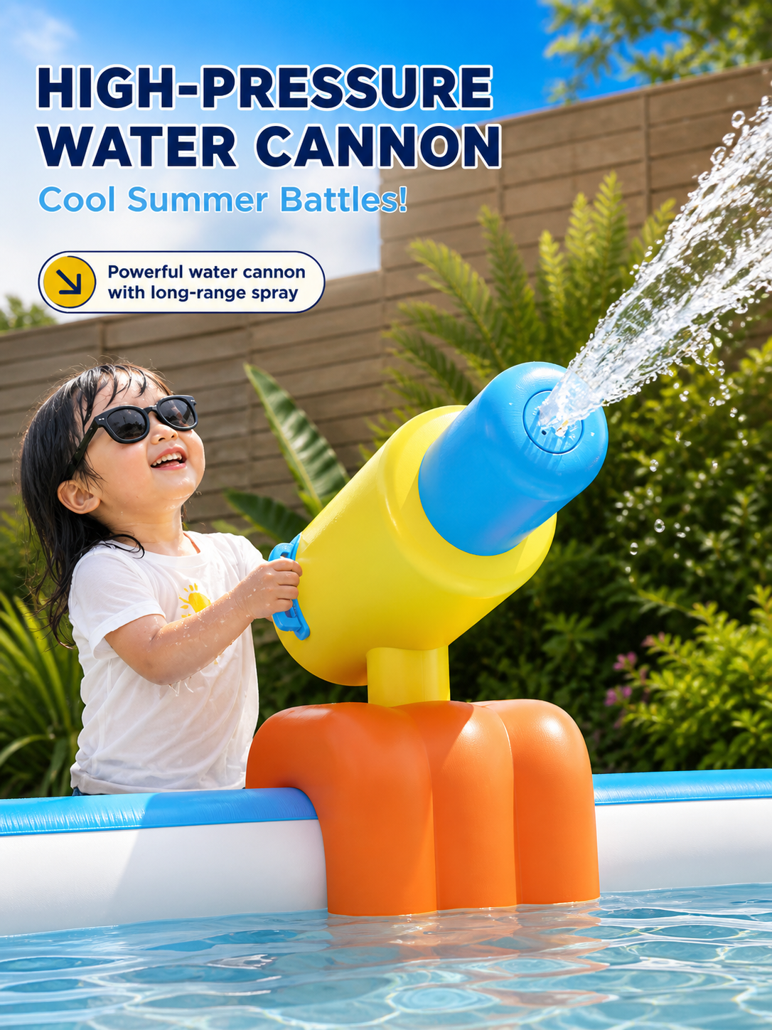 4-in-1 Inflatable Family Play Center with Slide & Water Cannon