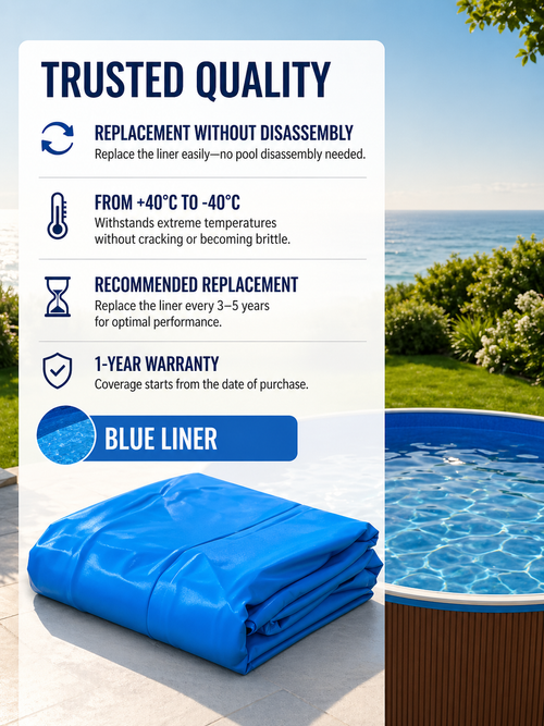 All-Season Deep Azure Steel Frame Pool with Wood-Texture Finish