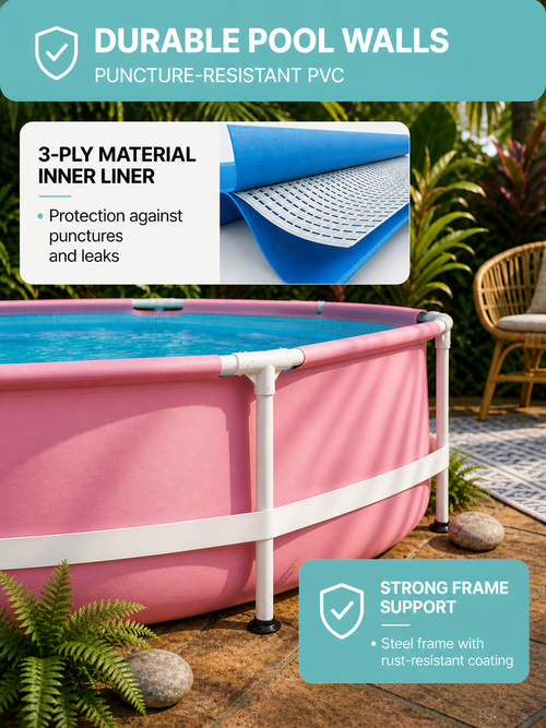 244cm Round Frame Family Pool in Pink (2843L) – Durable & Easy Setup