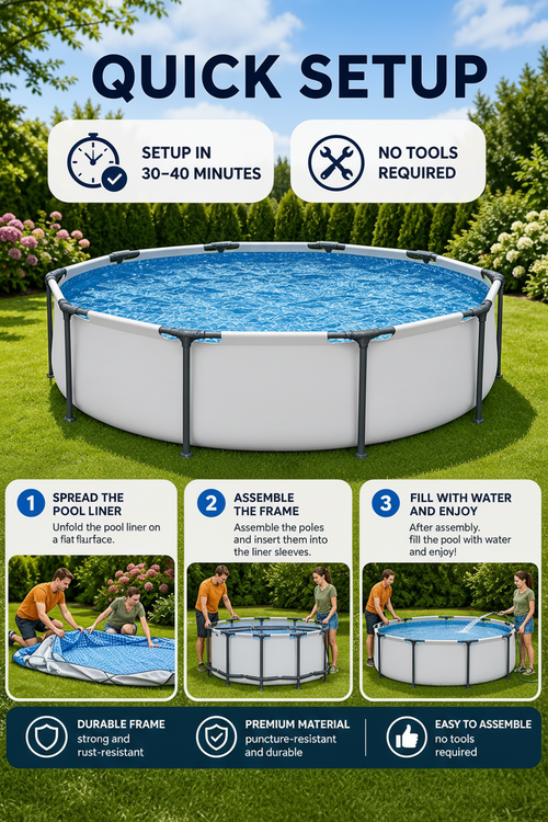 305cm Round Frame Family Pool in Gray (4678L)