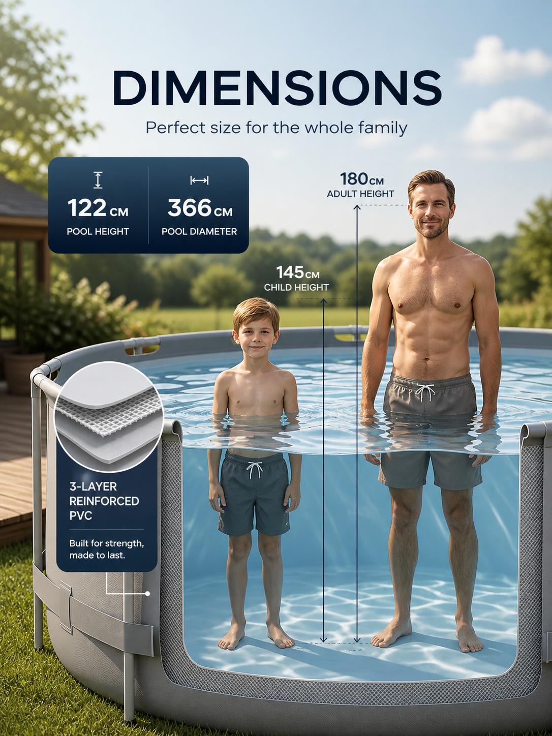 Large Round Frame Pool Set with Filter Pump and Ladder