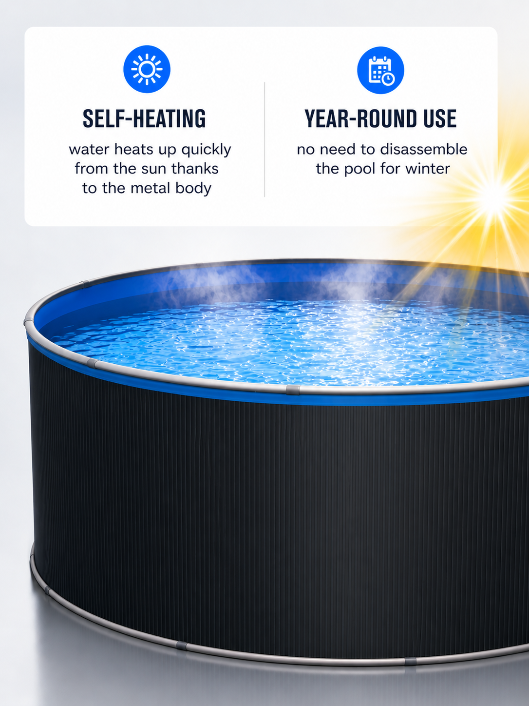 All-Season Premium Steel Wall Pool Set – Frost-Resistant & Self-Heating
