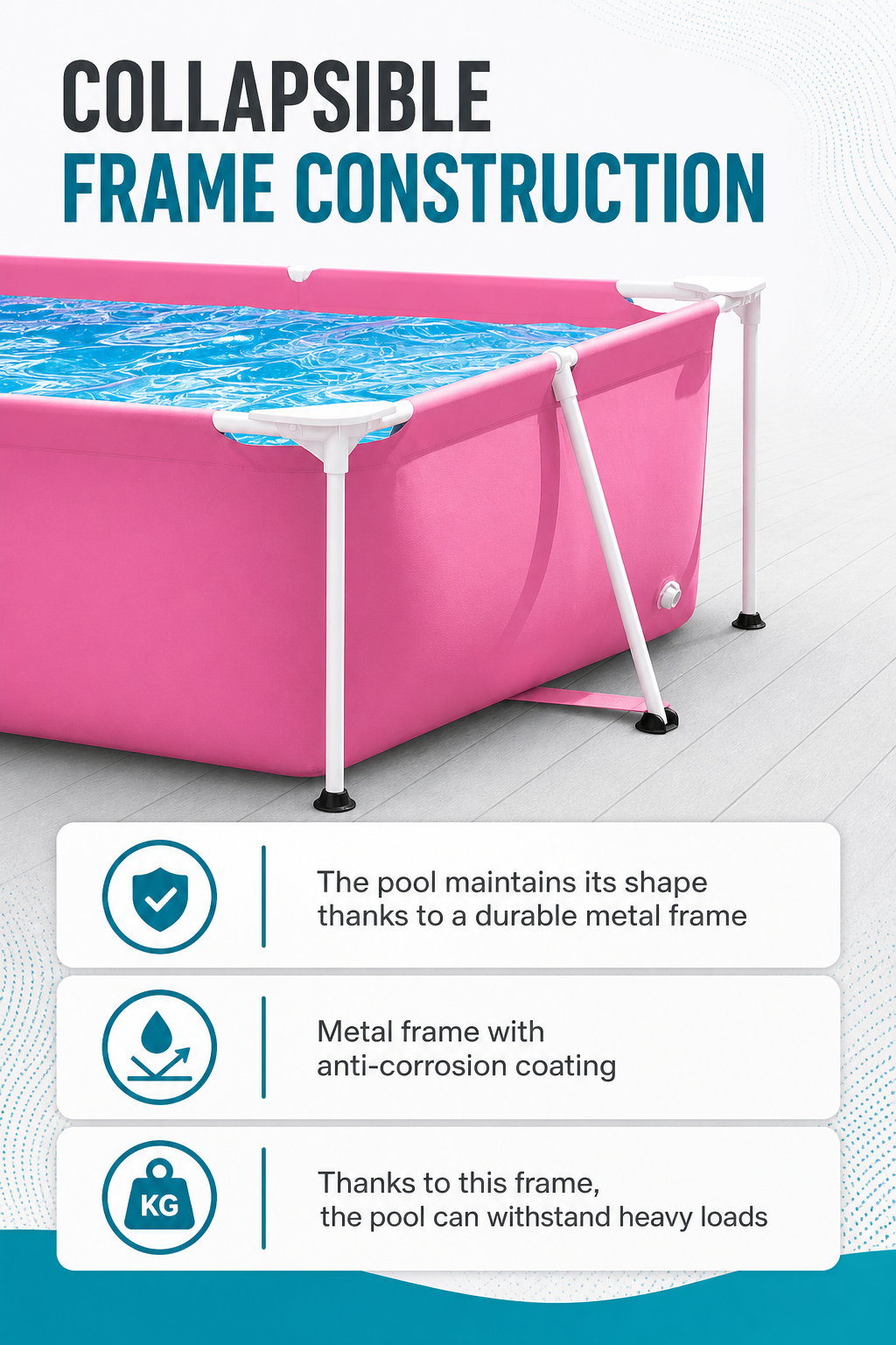 Premium Rectangular Family Frame Pool – Pink Edition