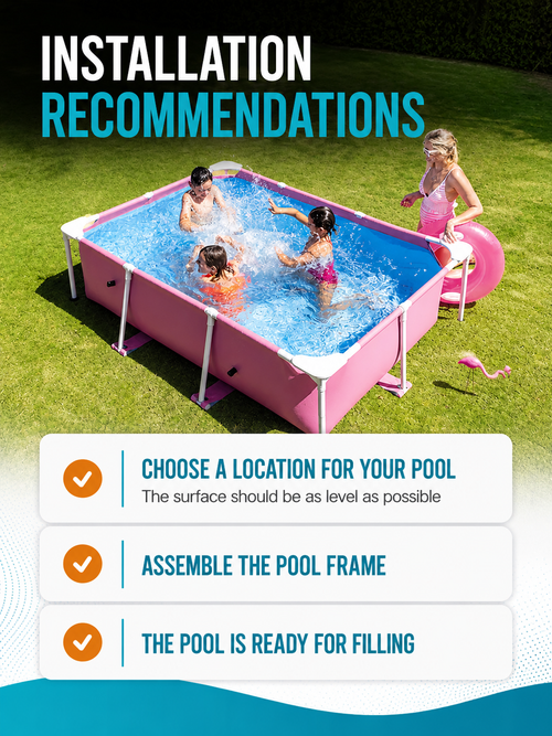 Premium Rectangular Family Frame Pool – Pink Edition