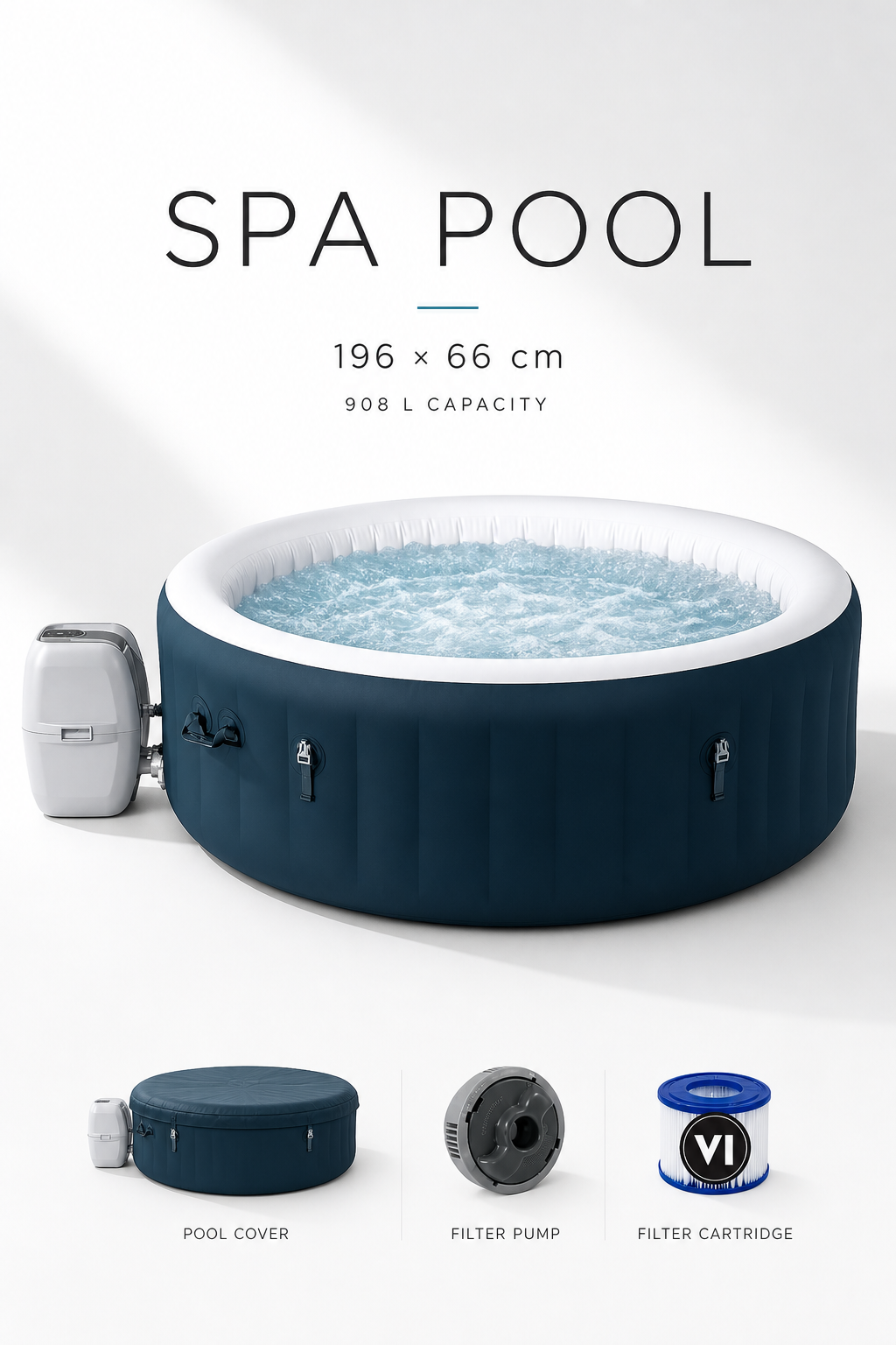 Premium Inflatable Round SPA Pool – Dark Green