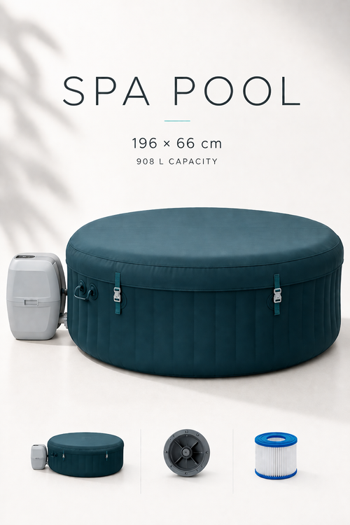 Premium Inflatable Round SPA Pool – Dark Green