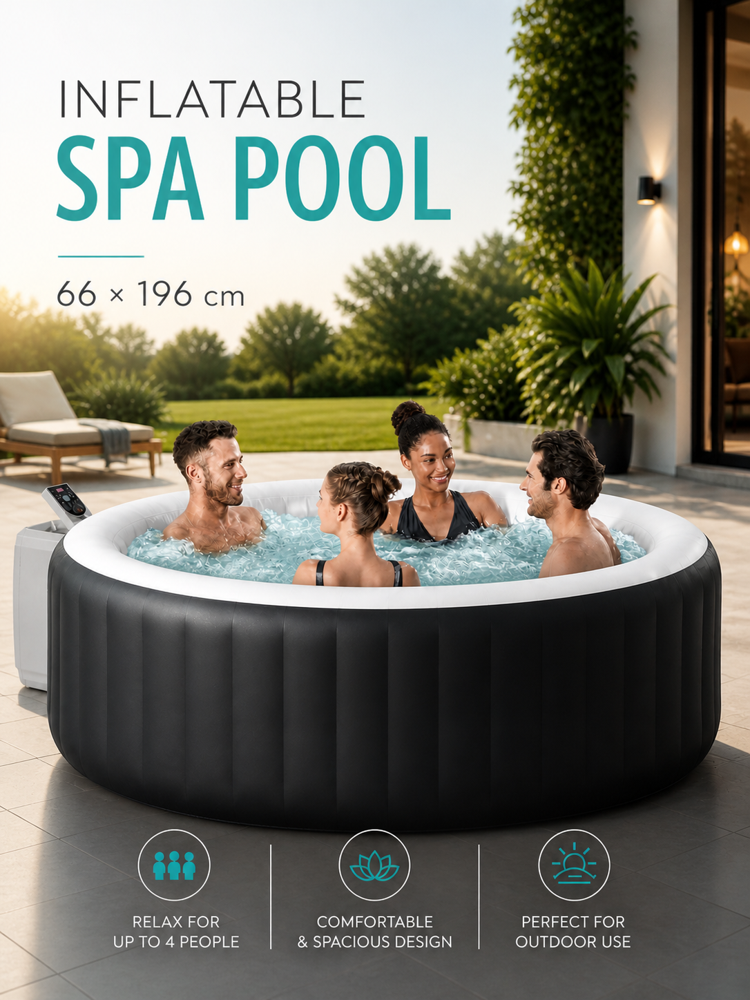 Premium Inflatable Round SPA Pool – Dark Green