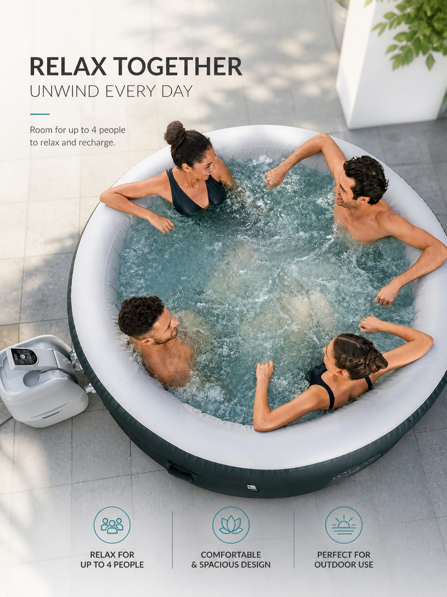 Premium Inflatable Round SPA Pool – Dark Green