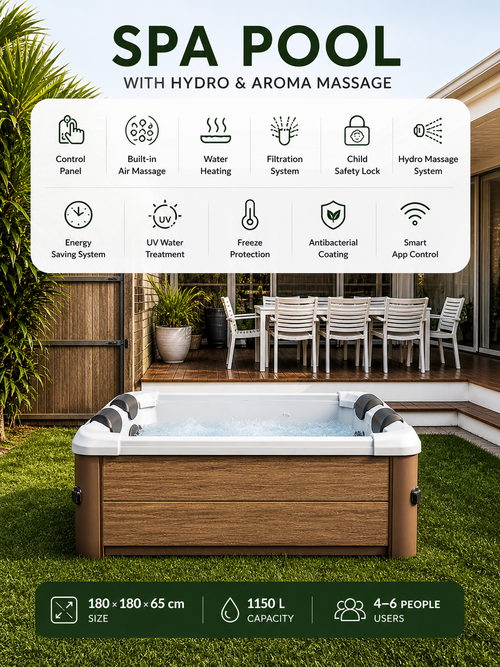 Premium Rigid-Structure Outdoor Home SPA Pool — 6-Person Capacity