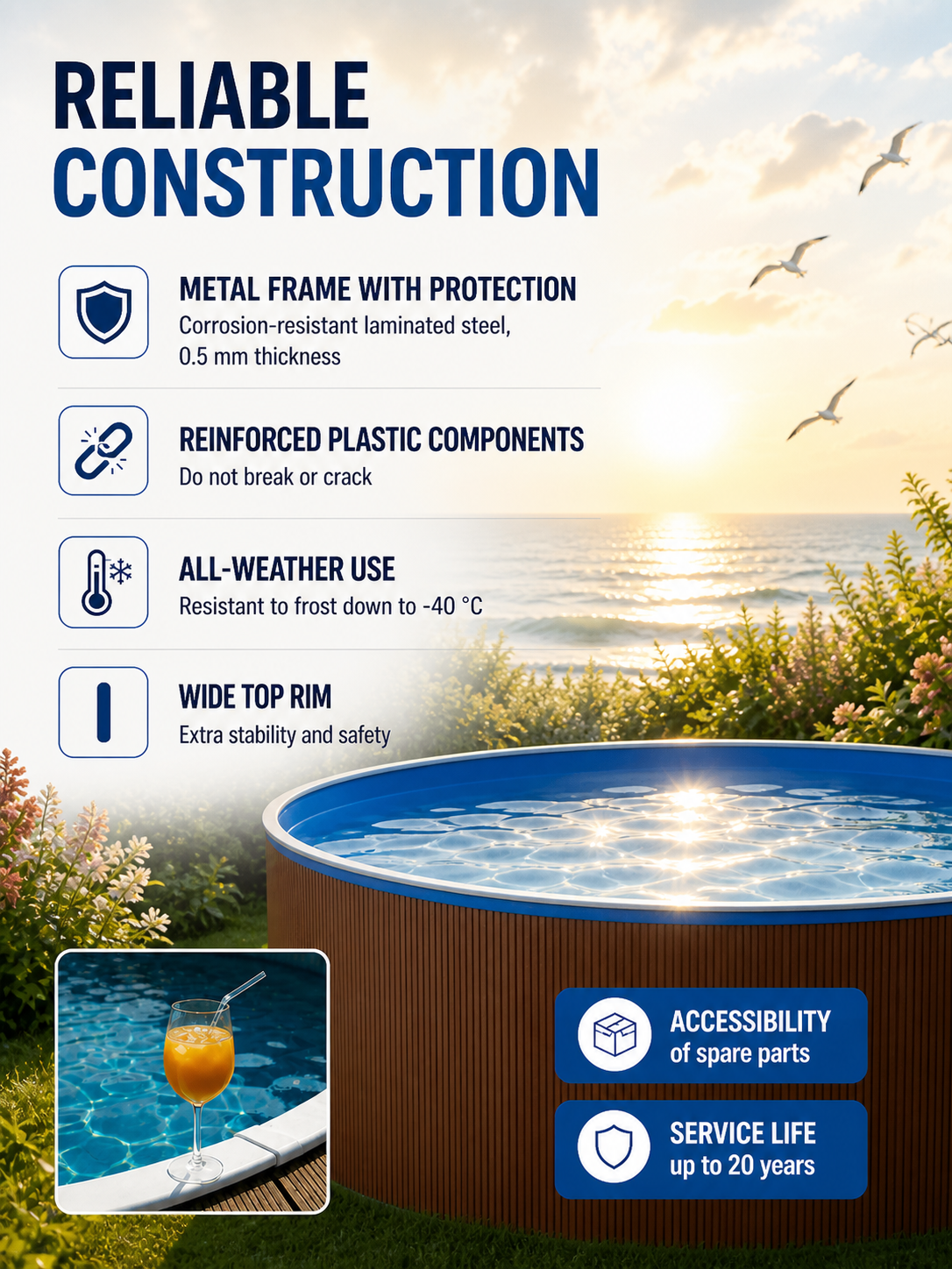 Premium Russian-Made All-Season Frost-Resistant Frame Pool