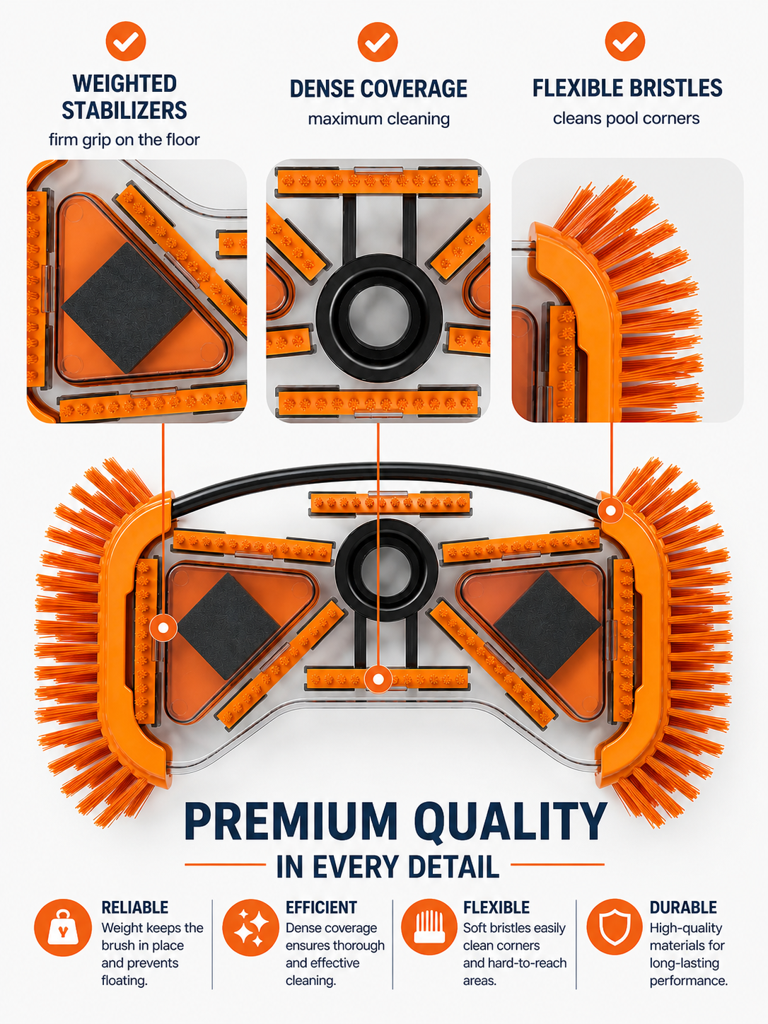 Premium Transparent Vacuum Pool Brush