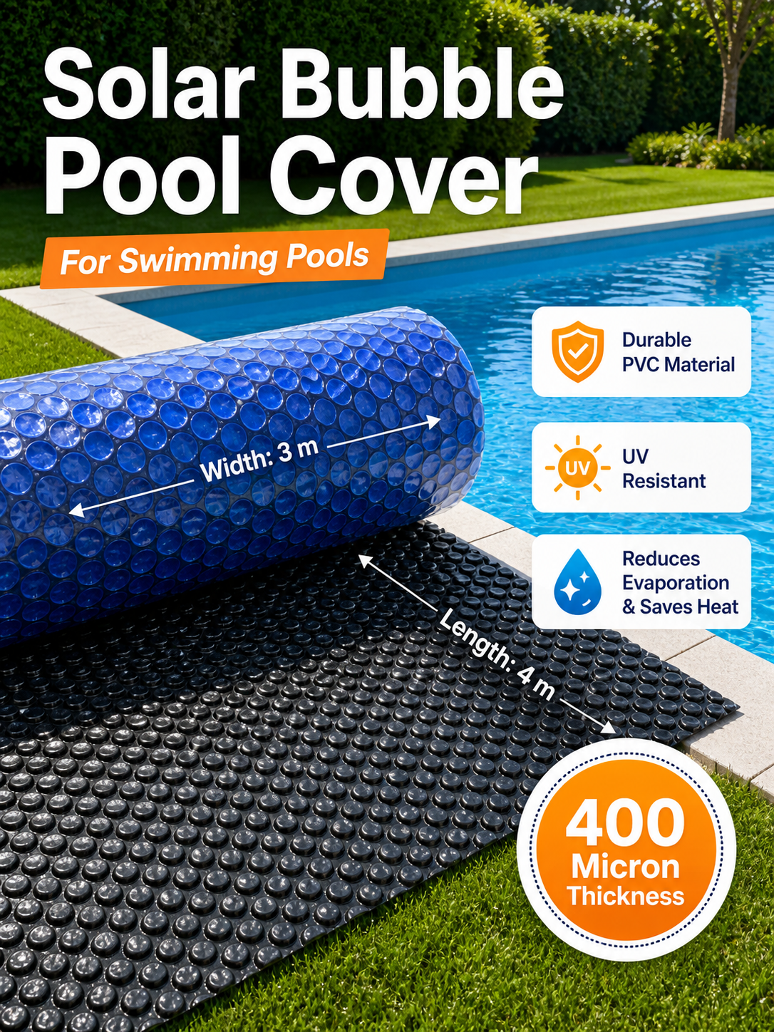 Solar Bubble Pool Cover (4m x 3m)
