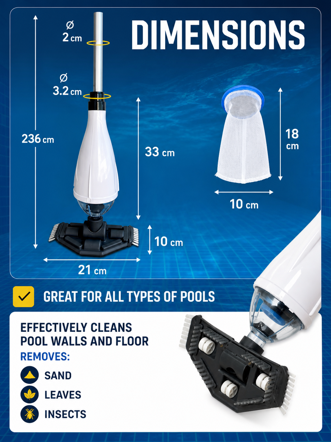 Pro-Series Manual Vacuum Pool Cleaner Set