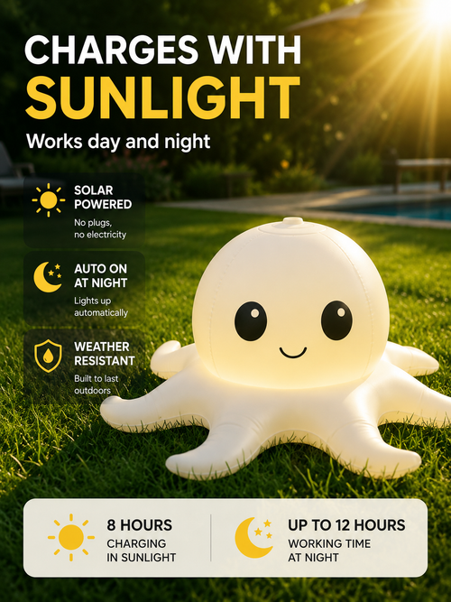 Solar-Powered Inflatable "Octopus" Garden & Pool Light