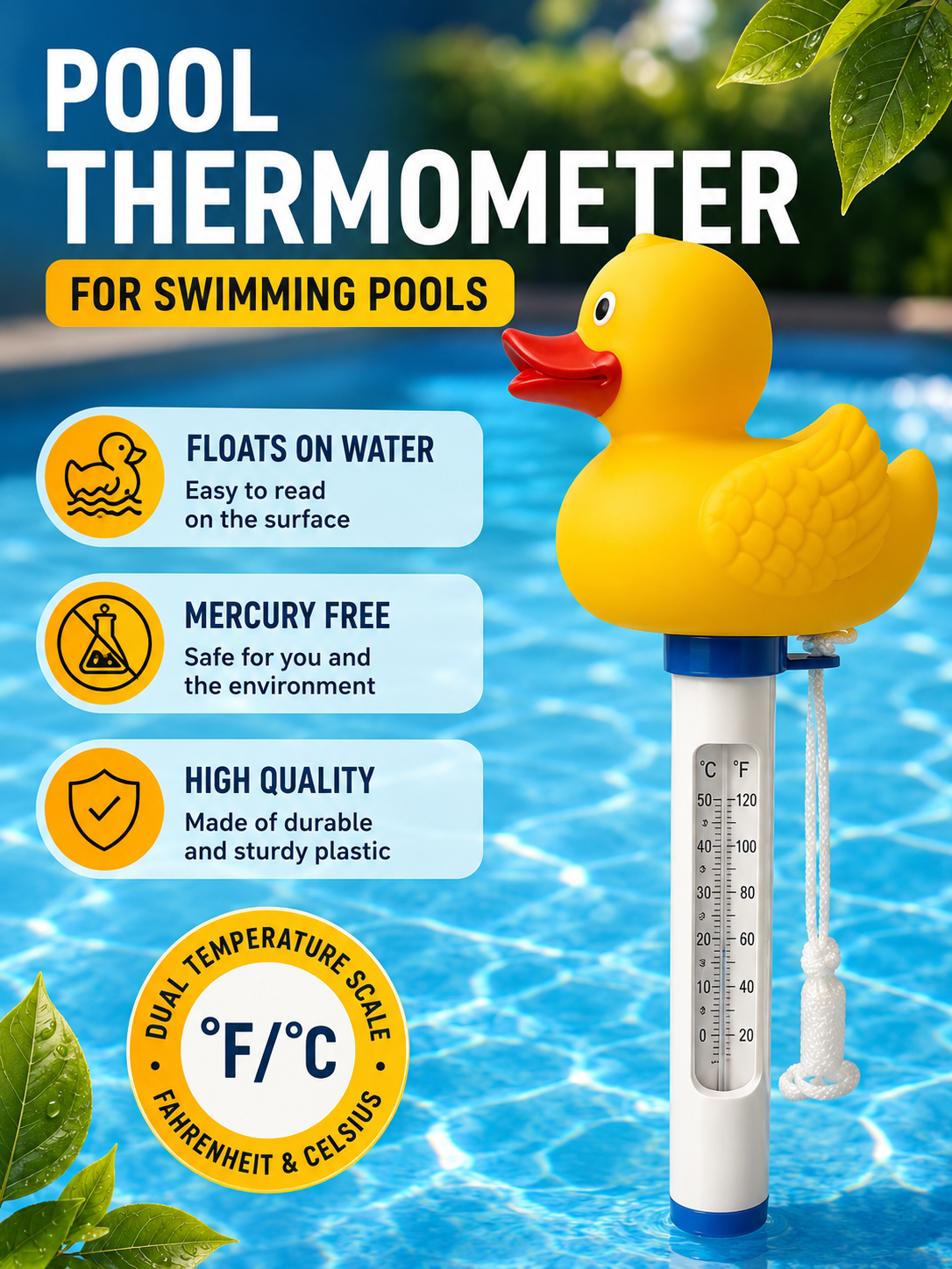Floating "Yellow Duck" Pool & Bath Thermometer