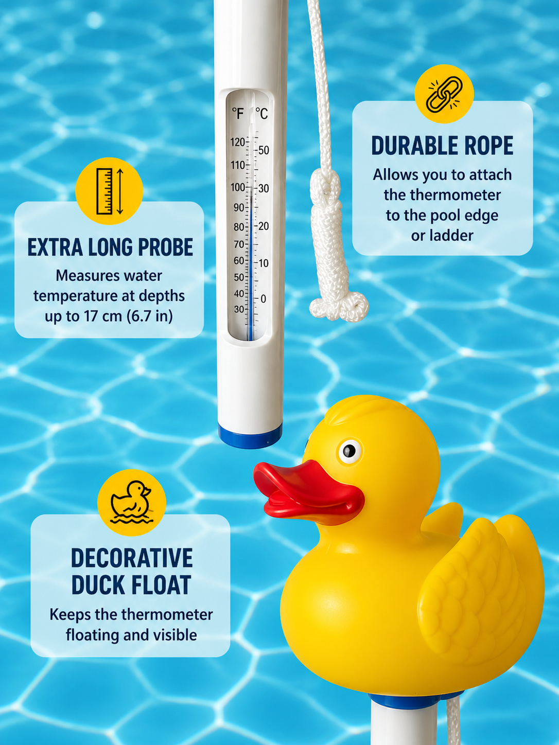 Floating "Yellow Duck" Pool & Bath Thermometer