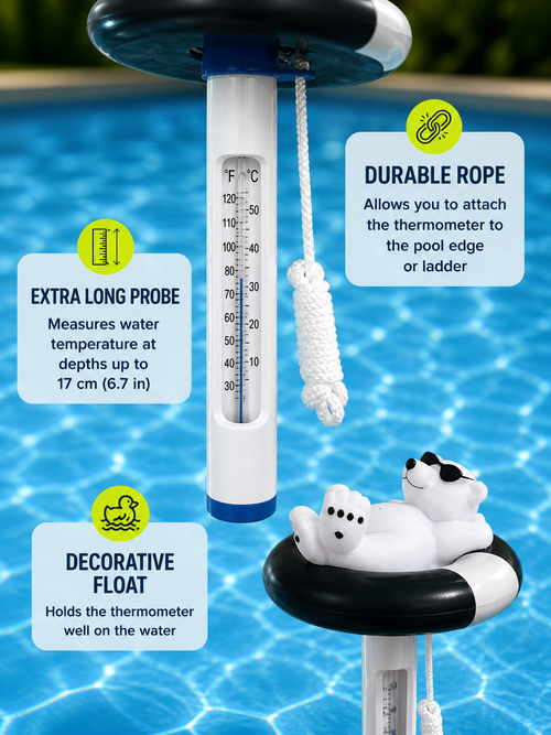 Floating "Polar Bear in Sunglasses" Pool & Bath Thermometer