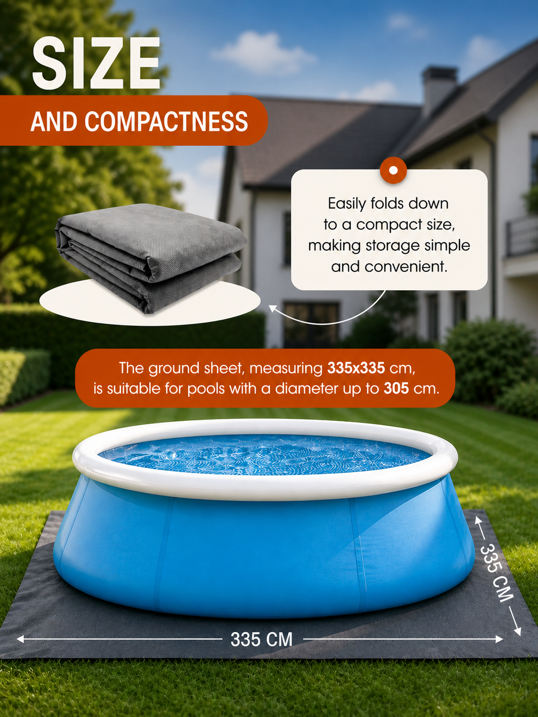 Premium Heavy-Duty Pool Ground Sheet (335 x 335 cm)