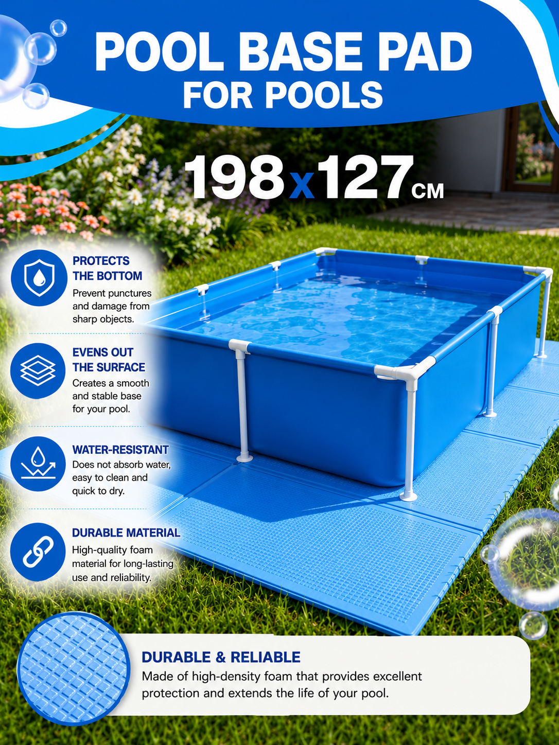 Premium Insulated Pool Base Pad (197 x 128 cm)