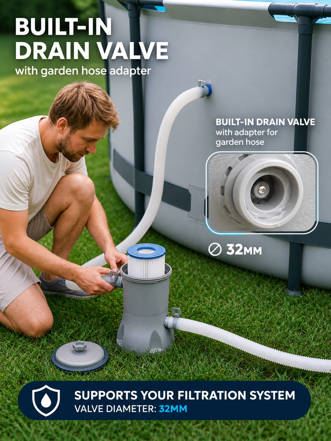305cm Round Frame Family Pool in Gray (4678L)