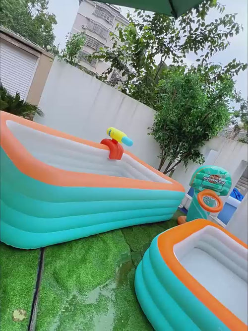 4-in-1 Inflatable Family Play Center with Slide & Water Cannon